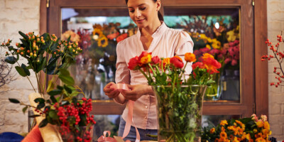 bigstock Flower girl working with flowe 79107589